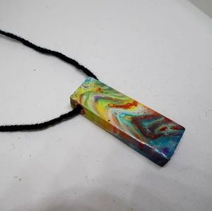 Atomic Sunshine Wooden Art Block necklace